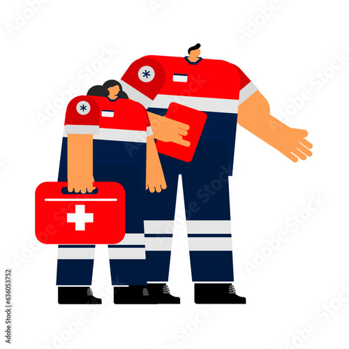 Cartoon character of emergency medical technician.