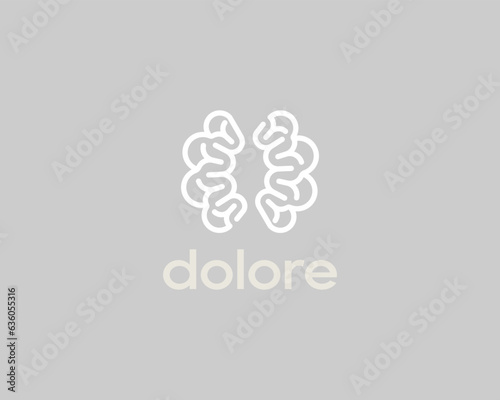 Brain silhouette logo. Linear brainstorm icon. Idea intellect logo concept. Vector illustration.
