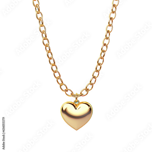 Isolated love pendant with golden chain