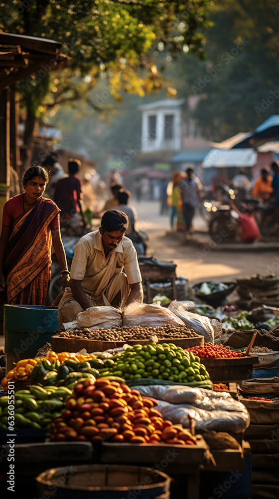 The vibrant atmosphere of a street market in a small town offers a window into the lives of its subjects