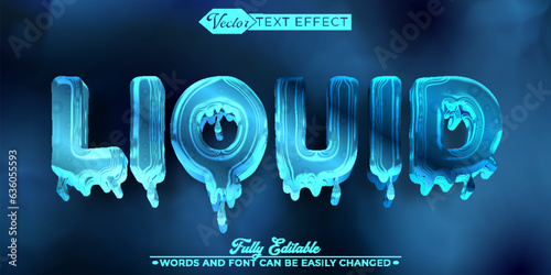 Cartoon Blue Liquid Water Vector Editable Text Effect Template