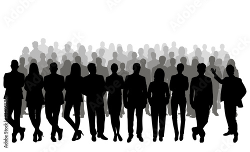 Crowd silhouette on white background