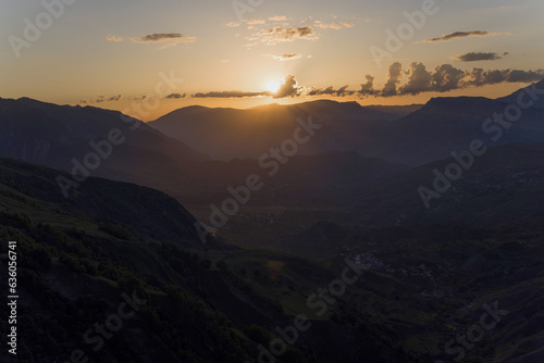 Amazing sunset in mountains 
 photo