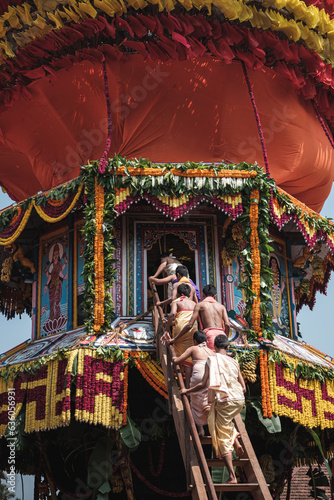 A group of brahmins entering the Shiva chariot. photo