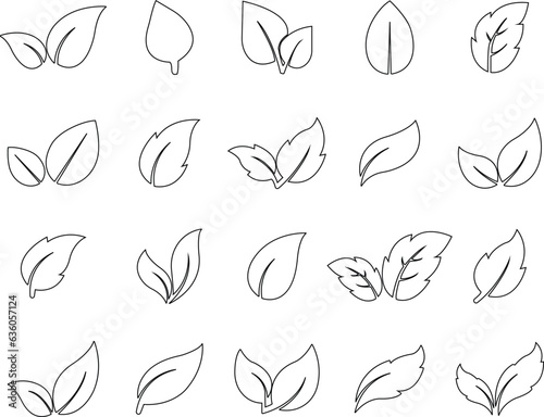 leaf, branch set icon Eco friendly ecology icons. Environmental Leaves, natural, eco, vegan, bio labels vector symbol logo line editable stroke design style isolated white background