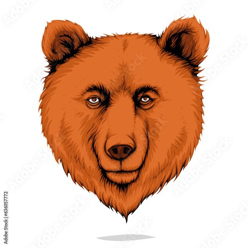 Head of bear staring at you, detailed vector illustration isolated on white background, suitable for your mascot, poster, or logo design.