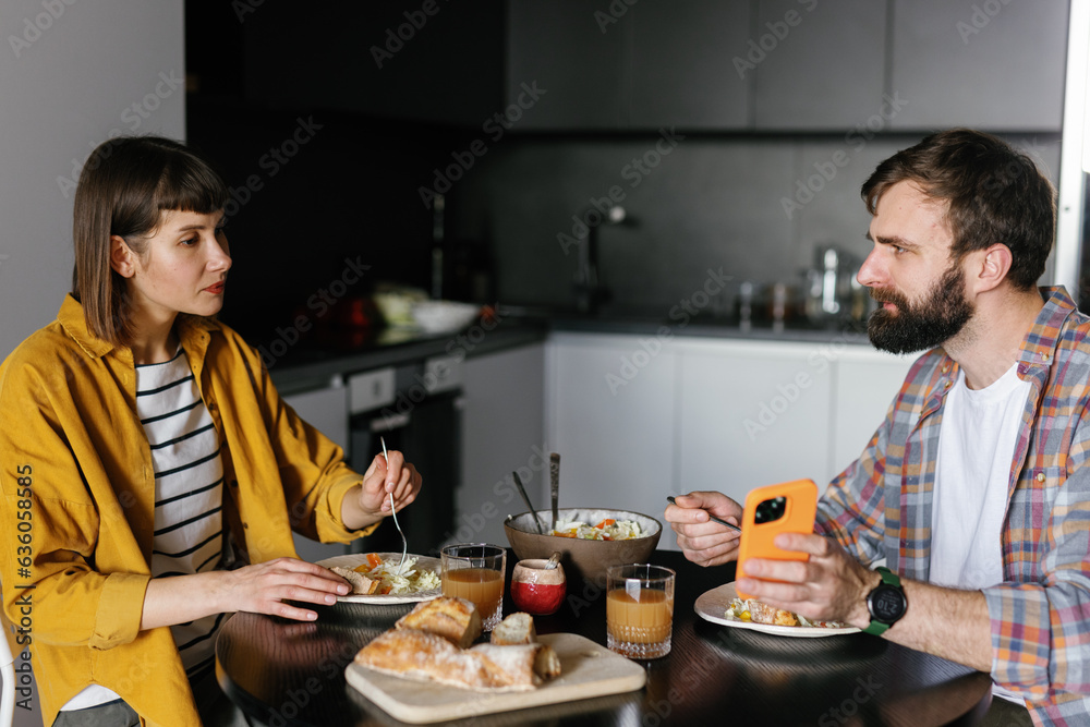 Eating together phone partner couple connection Eating together phone partner couple connection
