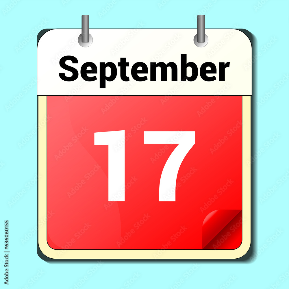 day on the calendar, vector image format, September 17. day on the calendar, vector image format, September 17.