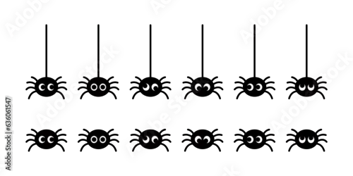 Fototapeta Vector cute spider icon, illustration set.