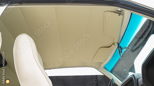 White headliner inside a car photo