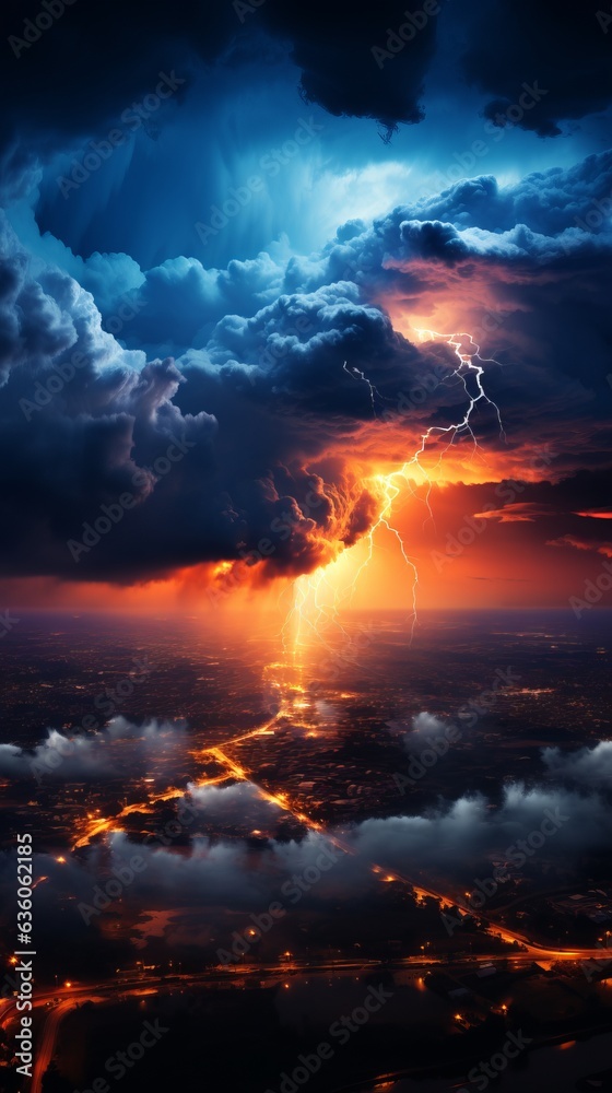 atmospheric phenomenon, lightning accompanied by thunder, rich colors, weather conditions of an impending storm. electrical discharges in the sky, Powerful cumulonimbus clouds. atmospheric phenomenon, lightning accompanied by thunder, rich colors, weather conditions of an impending storm. electrical discharges in the sky, Powerful cumulonimbus clouds.