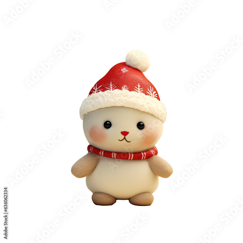 Santa Claus s cap is worn by a small bunny in a cartoon