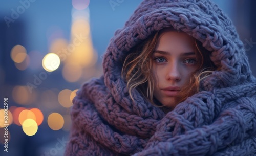 Woman feeling cold in winter