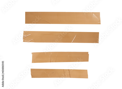 4 brown tape attached to a sheet of paper with png transparent background
