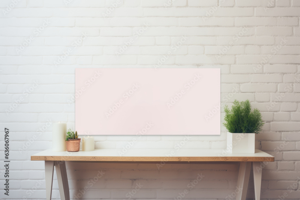Blank white canvas and floral decor. ai generative Blank white canvas and floral decor. ai generative