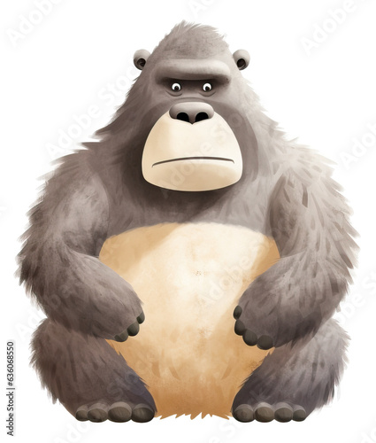 Cute gorilla cartoon character, Hand drawn watercolor isolated.
