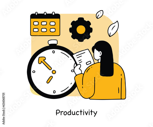 Productivity and Employee performance, self-organization abstract concept vector illustration set. Self and time management, productivity, motivation software, effective job planning, control.