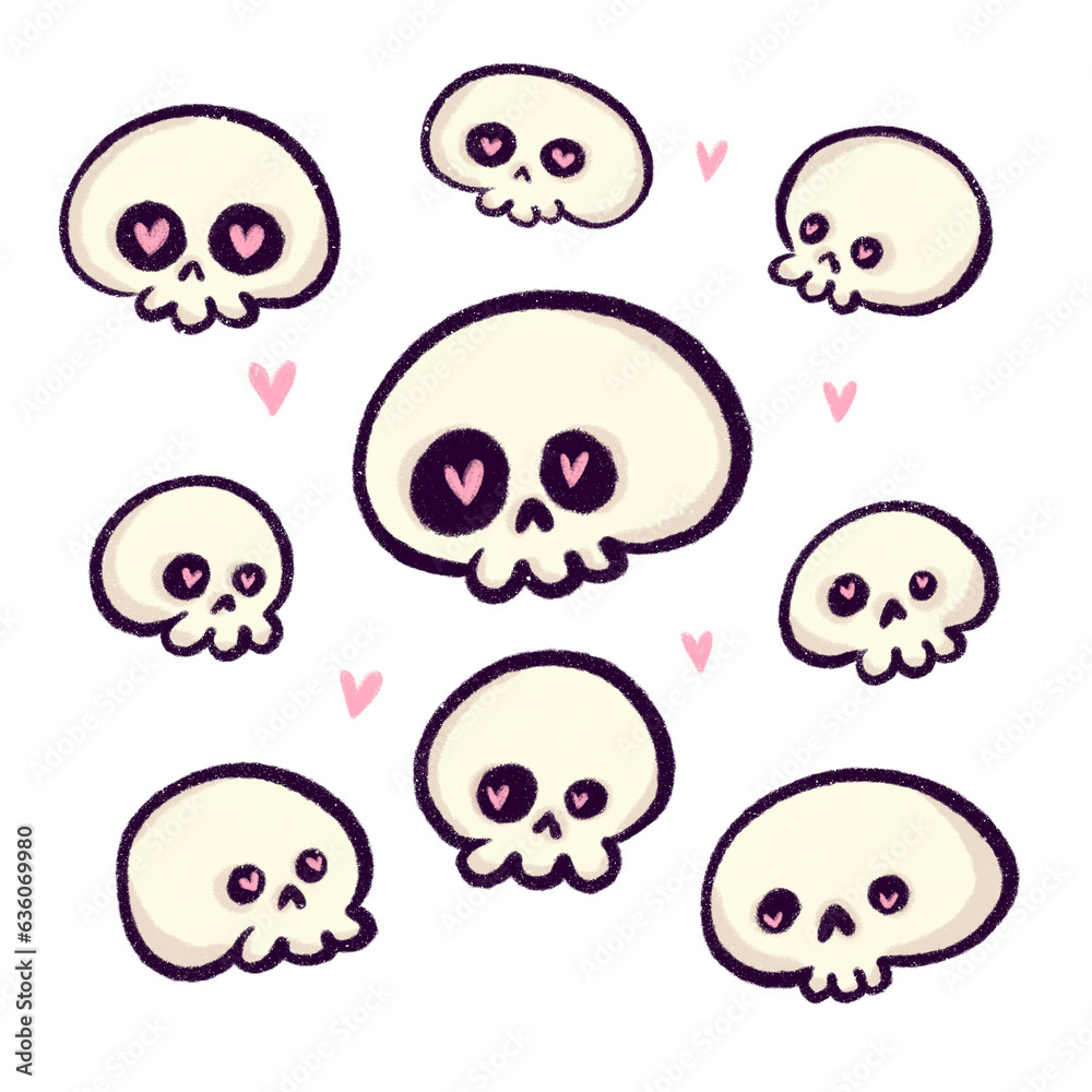 Fototapeta premium Cute Skulls in love