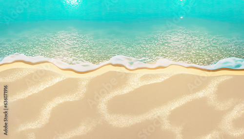 Abstract sand beach with sunlight in a beautiful turquoise water wave  background photo.