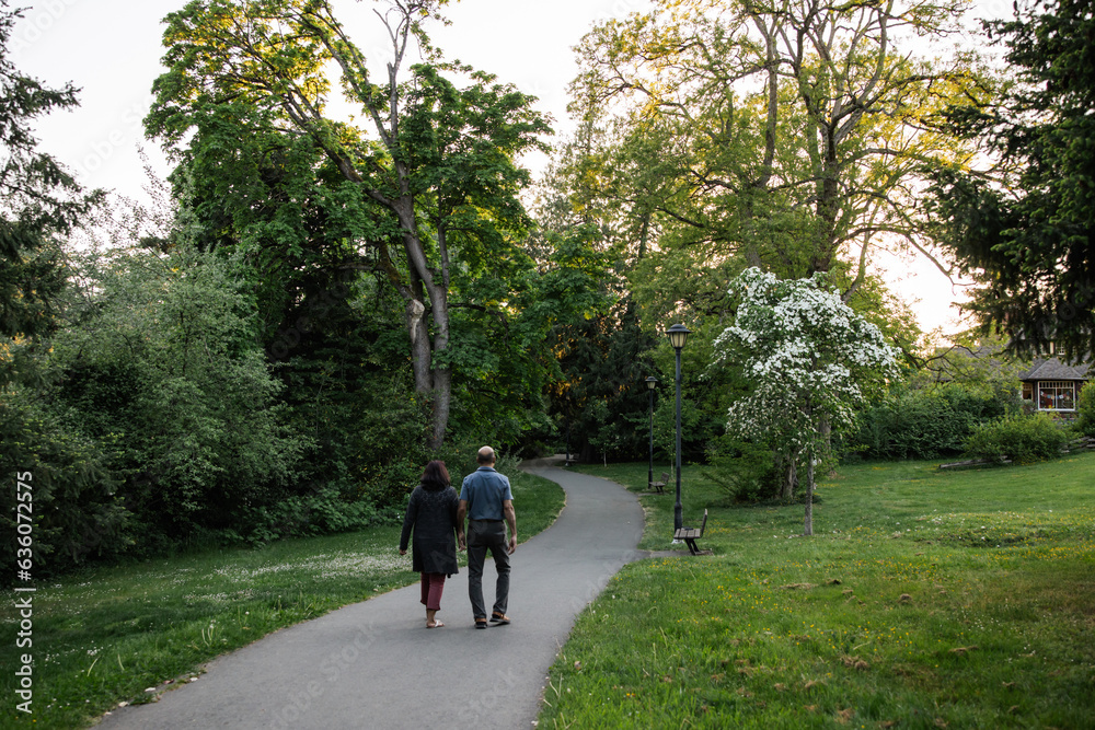 Couple Walking on nature path in Casual Clothing. Couple Walking on nature path in Casual Clothing.