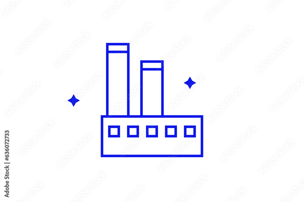 Isolated factory illustration in flat style design. Vector illustration in trend blue color. 
