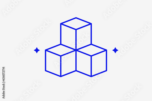 box illustration in flat style design. Vector illustration in trend blue color. 
