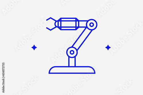 pneumatic manipulator illustration in flat style design. Vector illustration in trend blue color. 
