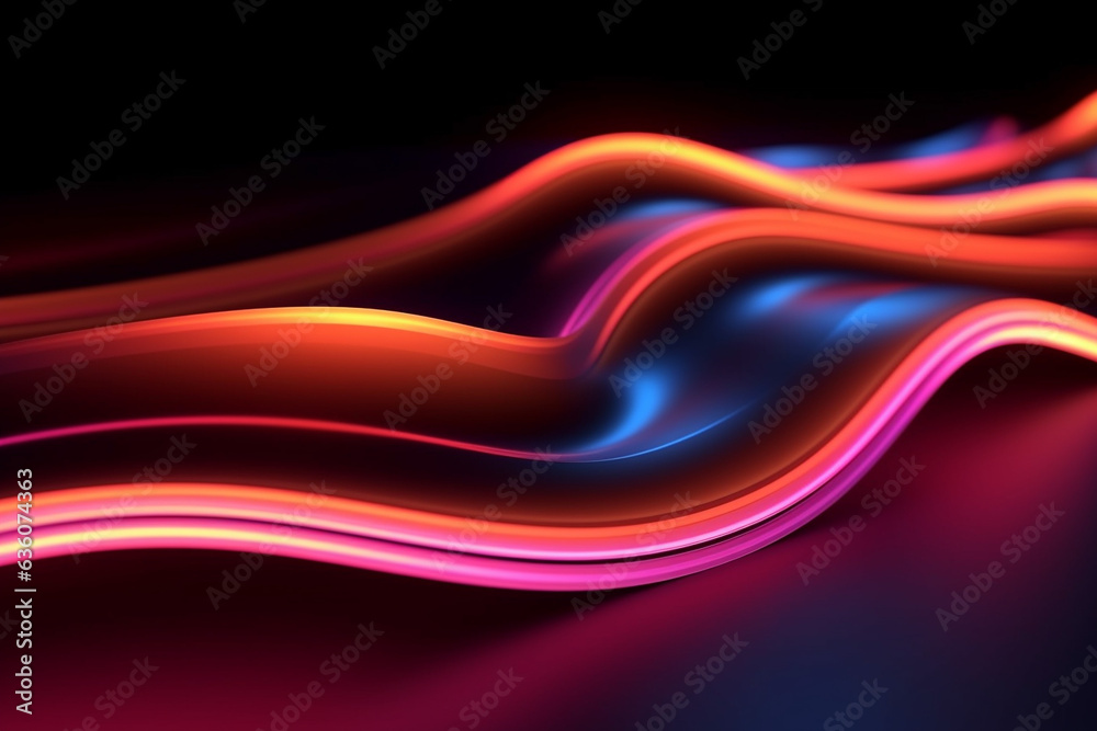 Obraz premium Abstract background with glowing illuminated lines in violet and orange color