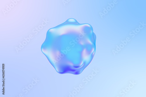 3D Abstract Iridescent liquid metaball with waving smooth ripples.