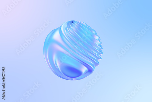 3D Abstract Iridescent liquid shape with waving smooth ripples.