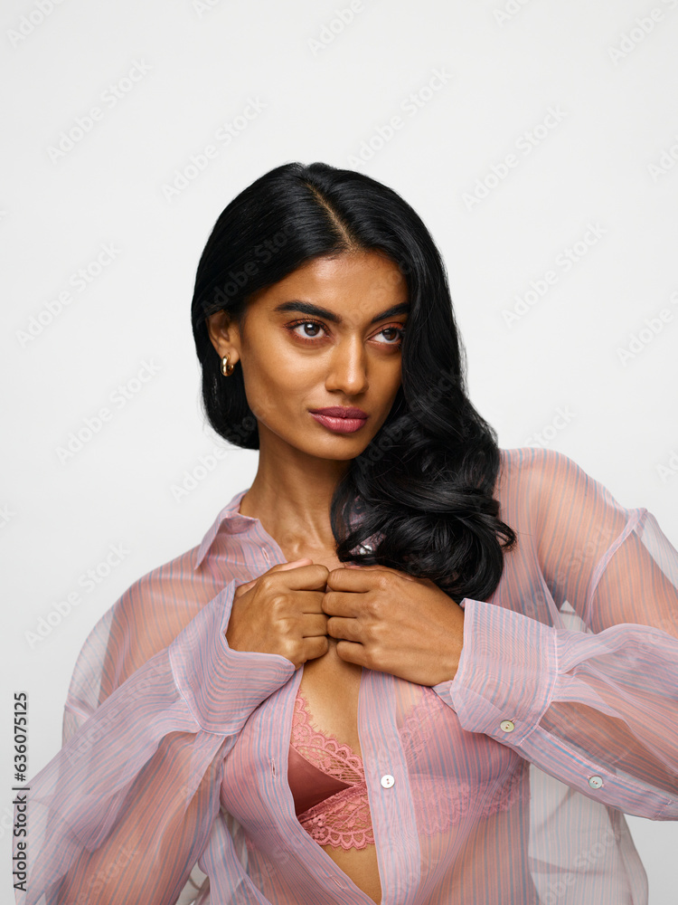 Strong woman with daring style outfit Strong woman with daring style outfit