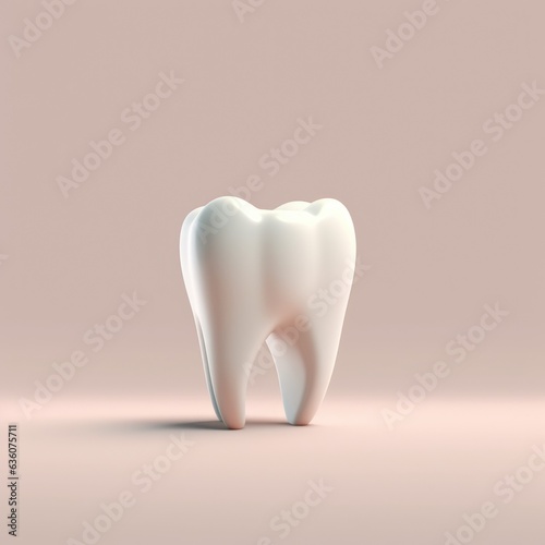 A white tooth on a pink background. Digital image.