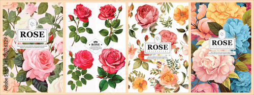 Elegant Rose Collection: Realistic Vector Floral Illustrations for Backgrounds, Patterns, and Wedding Invitations