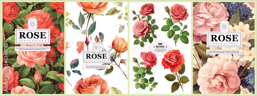Elegant Rose Collection: Realistic Vector Floral Illustrations for Backgrounds, Patterns, and Wedding Invitations