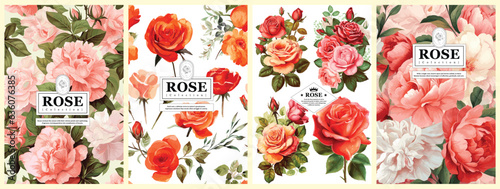 Elegant Rose Collection: Realistic Vector Floral Illustrations for Backgrounds, Patterns, and Wedding Invitations