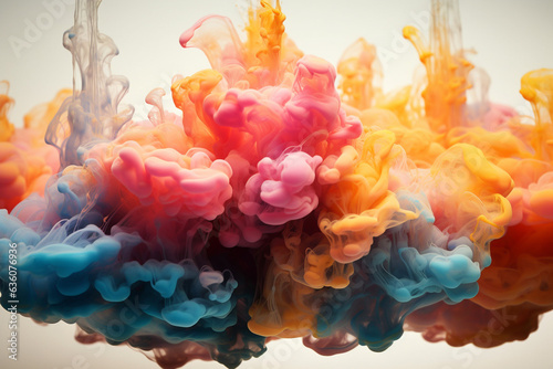 Abstract formed by color dissolving in water. Colorful ink dissolves in water smoke pattern 