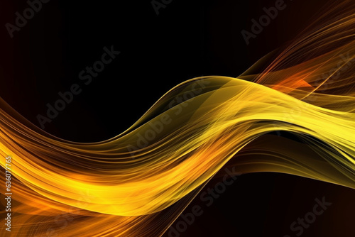 Golden color flowing light abstract background 