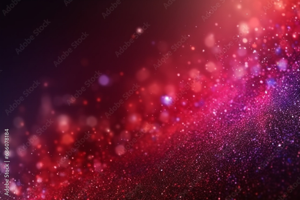 Abstract red and purple glitter lights defocused background
