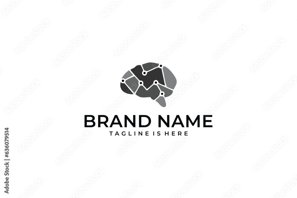 abstract brain vector logo black color