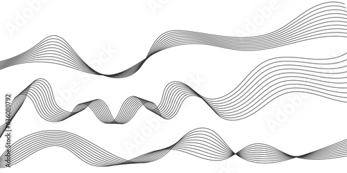 Set Abstract flowing wave lines. Design element for technology, science, modern concept.vector eps 10