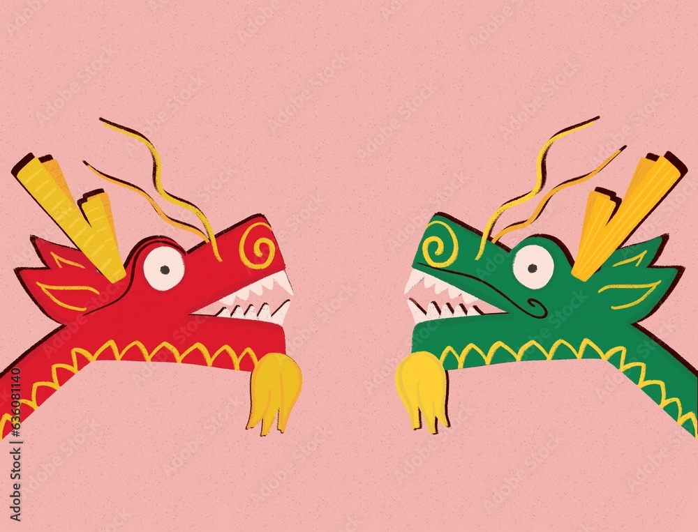 Chinese dragons illustration Stock Photo | Adobe Stock