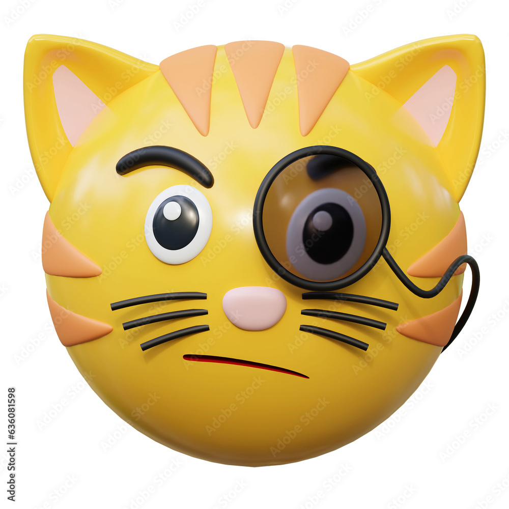 suspicious face expression cat emoticon sticker 3d icon illustration suspicious face expression cat emoticon sticker 3d icon illustration