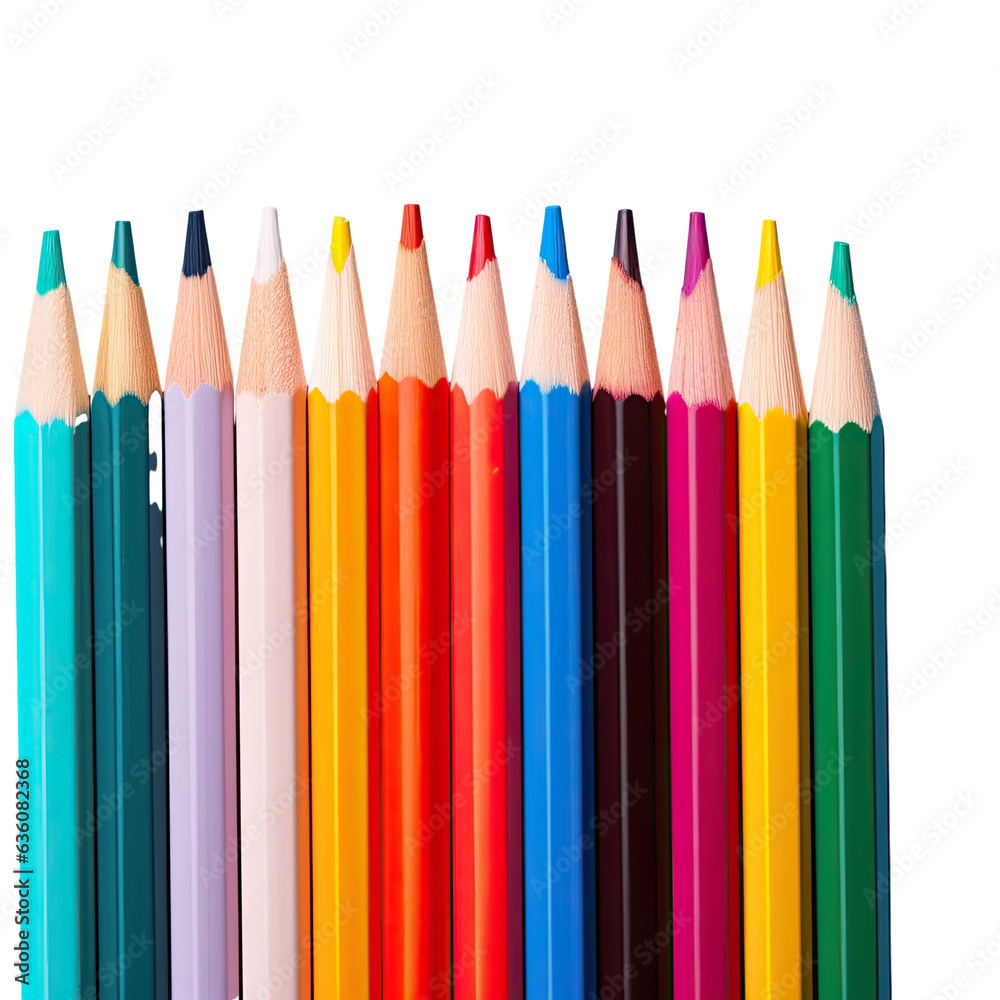 Selected soft focus color pencils isolated on transparent background Selected soft focus color pencils isolated on transparent background