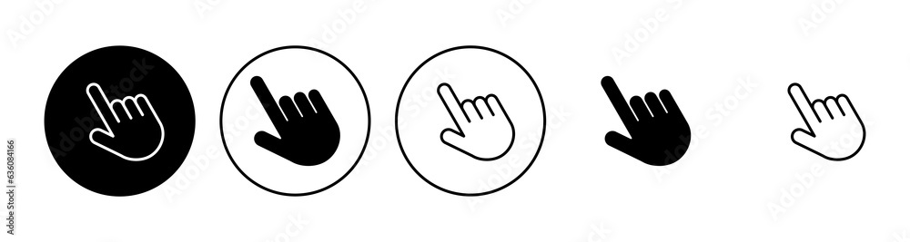 Hand click icon set. pointer icon vector. hand cursor icon vector Hand click icon set. pointer icon vector. hand cursor icon vector