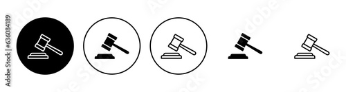 Gavel icon set. judge gavel icon vector. law icon vector. auction hammer