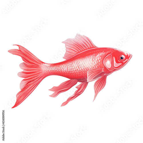 Fish that is red and is against a transparent background