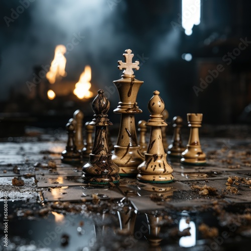 a portrait image of chess board. professional photography style.