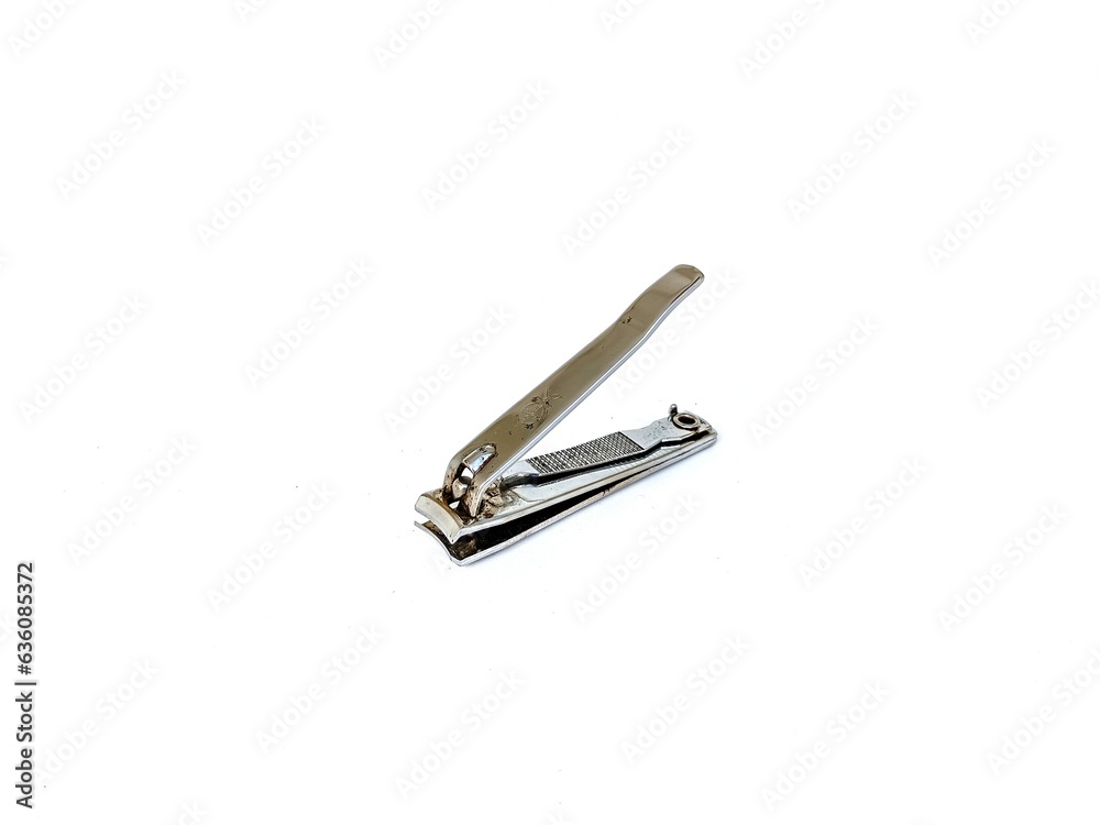 Stainless steel nail clippers isolated on white background Stainless steel nail clippers isolated on white background