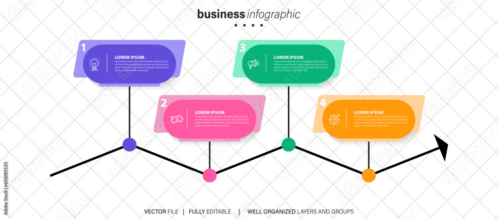 infographic template 4 step business planning to success multi colored ...