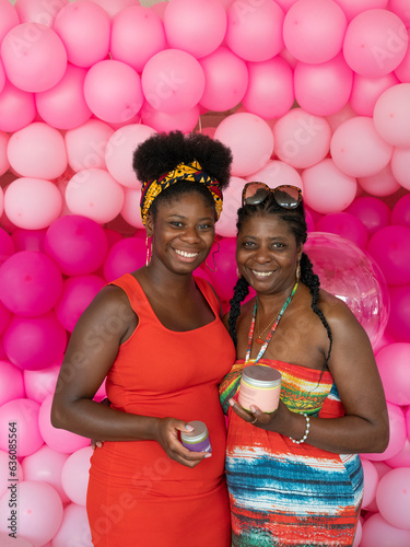 Female business owners show products